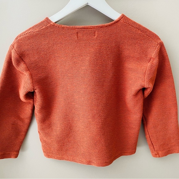 Madewell Textured Front Tie Shirt Rust Orange Sz XS - Picture 7 of 8